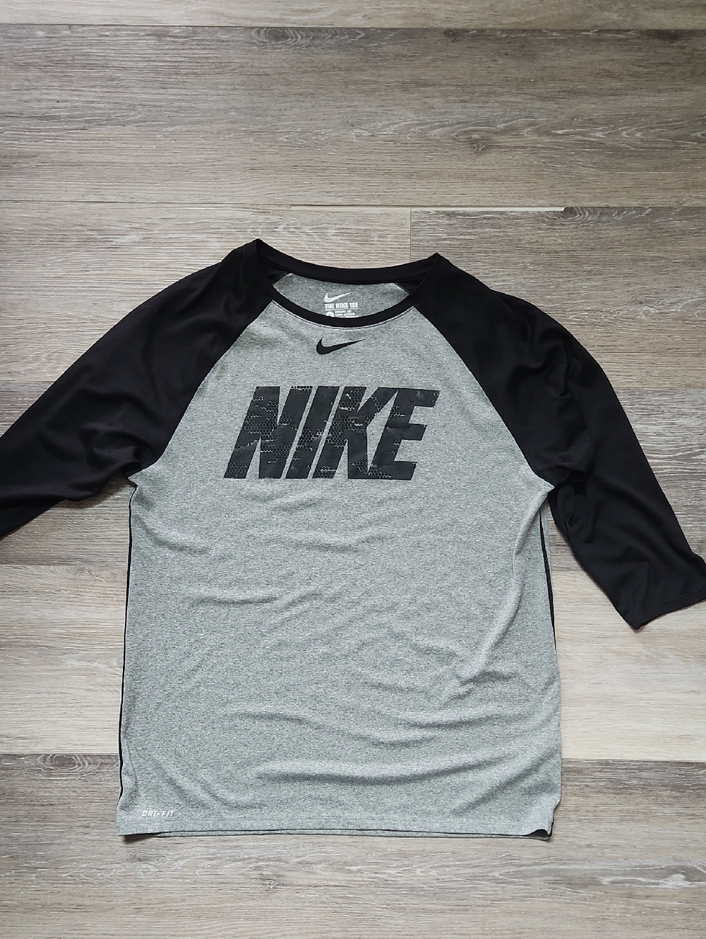 Nike Black & Gray Raglan Athletic Tee